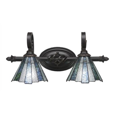 Toltec Lighting Elegante 2 - Light Vanity in  Dark Granite with 7" Sea Ice Art Glass Shade