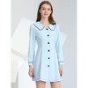 Allegra K Women's Peter Pan Collar Long Sleeve Button Front Shirt Dresses - 2 of 4