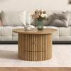 HDZNVF Round Coffee Table for Living Room in Natural, Farmhouse Coffee Table with a Drawer - 2 of 4