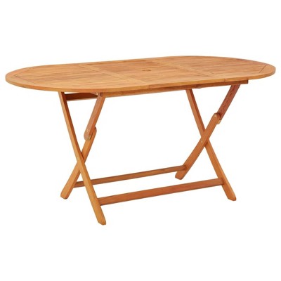 vidaXL Folding Patio Table 63Inchx33.5Inchx29.5Inch Solid Eucalyptus Wood