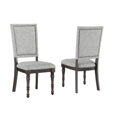 Set of 2 Linnett Upholstered Back Chairs Gray/Brown - Steve Silver