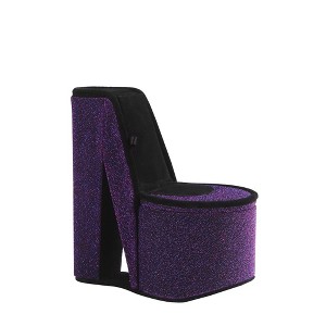 HomeRoots 9" Purple And Black Glitter Velvet High Heel Jewelry Box - 1 of 4