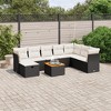 vidaXL Patio Sofa Set with Cushions Outdoor Furniture 9 Piece Poly Rattan - Black and Cream without Storage - 2 of 4