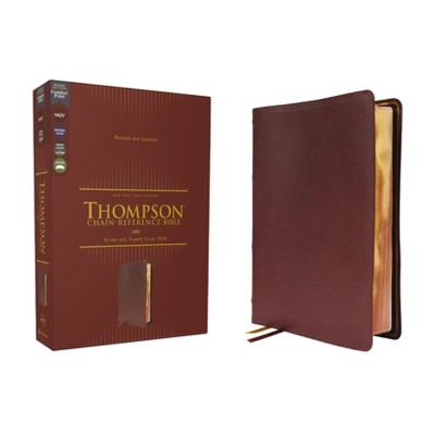 Nkjv, Thompson Chain-Reference Bible, Genuine Leather, Calfskin, Burgundy, Red Letter, Comfort Print - by  Zondervan (Leather Bound)