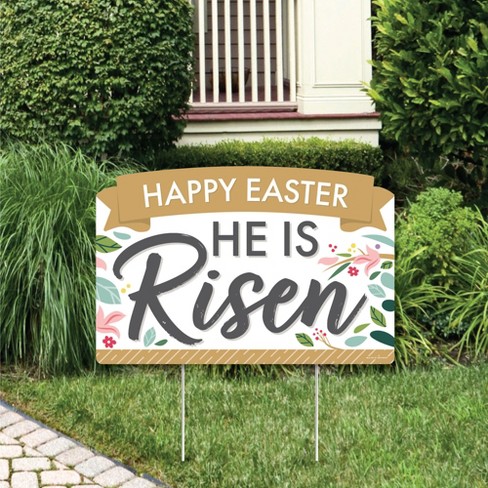 he is risen cross yard sign