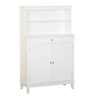 Farmhouse Buffet and Hutch White - Buylateral: Adjustable Shelves, Storage Cabinet, Wood Composite