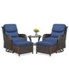 POCASSY 5 Piece Patio Furniture Set with Swivel Chairs and Ottomans, High Back Deep Seat Cushioned Wicker Swivel Patio Chairs Set of 2 with Ottoman - 3 of 4