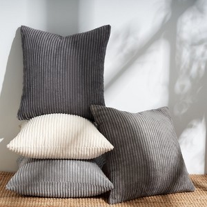Corduroy Striped Corduroy Pillow Cover Square Modern Gradient Pillow Cases for Sofa, Decorative Cushion Cover Set of 4 - 1 of 4