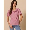 INSPIRE CHIC Women's Cowl Neck Short Sleeve Casual Stretchy Shirts - 2 of 4