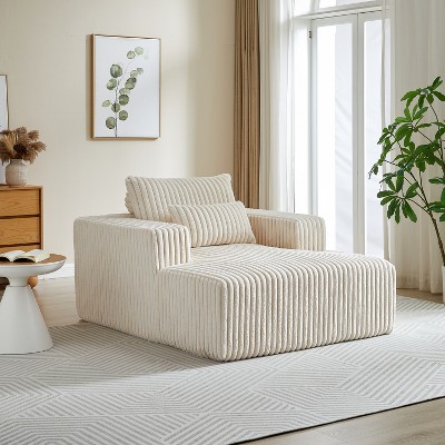 49“W Corduroy Sponge Sofa, Single Lounge Chair, Accent Chair, Sleeper Chair with Pillow, No Assembly Required-ModernLuxe