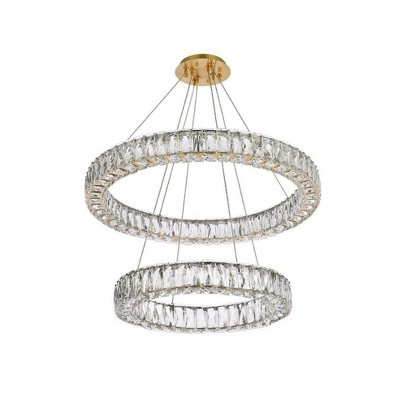 Monroe 28" Gold Crystal LED Double Ring Chandelier