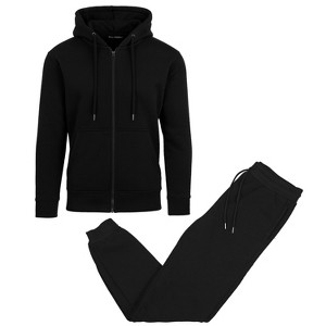Blu Rock Men's Fleece Lined  Full-Zip Hoodie and Fleece Jogger Sweatpants With Zipper Side Pockets Matching Set - 1 of 4