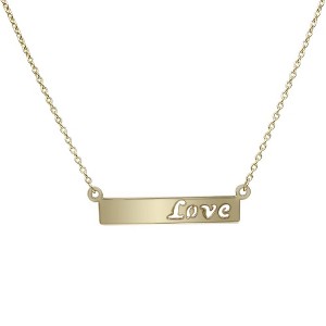 Pompeii3 Solid 14K Yellow Gold Bar Love Pendant Necklace 18" - 1 of 3