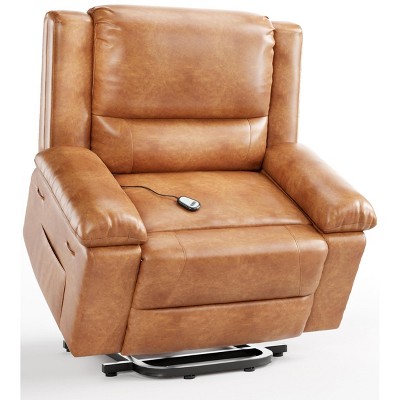 27" Wide Power Lift Recliner Chair for Elderly, Faux Leather w/ Heat, Massage & Adjustable Back and Legs, for Seniors or Mobility Impaired