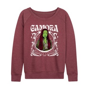 Women's - Marvel - Guardians of the Galaxy Gamora Art Nouveau Lightweight French Terry Wide Neck Long Sleeve Shirt - 1 of 4