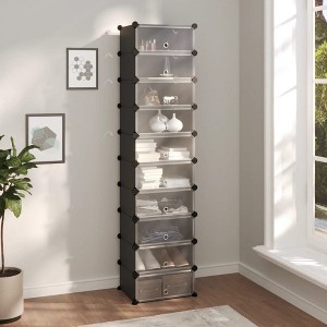 vidaXL Shoe Rack Black 17.3 in.x12.6 in.x68.5 in. PP - 1 of 4