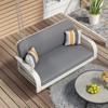 DSVIMOY Porch Swing, 2-Seater Hanging Bench With Chains, Patio Swing for Backyard Garden Poolside, Grey&White, 48.81"*23.03"*21.25" - 4 of 4