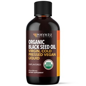 Organic Black Seed Oil Liquid & Capsules, Cold Pressed 4900 MG, Black Cumin Seed Oil Boosts Immune Support, Hair & Digestive Health, Havasu Nutrition - 1 of 4