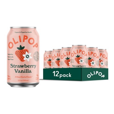 Olipop Prebiotic Soda Pop, Strawberry Vanilla -12 Oz Can (Pack of 12)