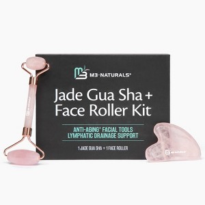 Face Roller & Gua Sha Tool Kit, Anti-Aging Facial Roller for Wrinkles, Puffiness & Lymphatic Drainage, Jade Gua Sha for Face & Skin Detox, M3 Naturals - 1 of 4
