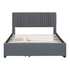 TIRAMISUBEST Full/Queen Size Upholstered Platform Bed with 2 Drawers and Trundle, Linen Bed Frame with Classic Headboard Design - 3 of 4