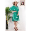 LA LEELA Women's House Daily Routine Evening Wear Caftan Bikini Casual Cover Ups Ladiessuit Coverup Short Kaftan Dresses for Women 2X-3X Green, Solid - 2 of 4