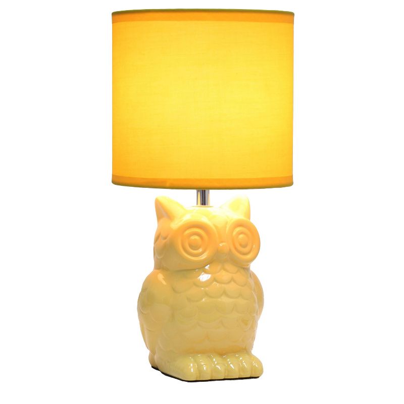 12.8" Contemporary Ceramic Owl Bedside Table Lamp with Matching Fabric Shade - Simple Design, 2 of 12