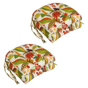 Blazing Needles, 16-inch Spun Polyester Patterned Outdoor U-shaped Tufted Chair Cushions (Set of 4) - 1 of 2