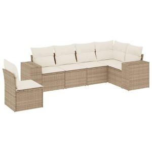 vidaXL Garden Sofa Set Beige PE rattan, Powder-Coated Steel Large - 1 of 4