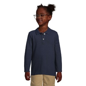 Lands' End School Uniform Kids Long Sleeve Feminine Fit Mesh Polo Shirt - 1 of 3