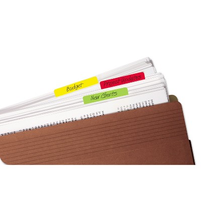 Assorted Color Self-Adhesive Writable File Tabs, 2 x 1.5 Inches, 24-Pack