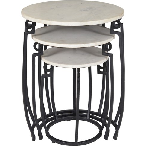 Set Of 3 Contemporary Marble Nesting Tables Black - Treasure Trove : Target