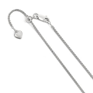 Black Bow Jewelry 1.45mm Rhodium Plated Sterling Silver Adj. Hollow Spiga Chain Necklace - 1 of 4