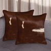 HomeRoots Set of Two 18" Brown And White Cowhide Throw Pillows - 2 of 4