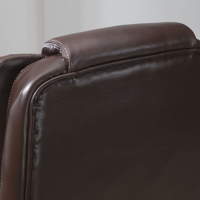 Brown Quilted-Tufted Leather High Back Swivel Executive Chair
