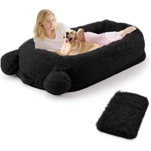 Human Size Dog Bed with Blanket, 2 Side Storage Pockets and Portable Handle, Removable Cover - 1 of 4