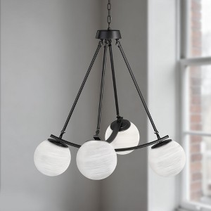 Maxax 32.8" 4-Light Black Cloud Glass Chandelier,Modern Minimalist Pendant Lighting for Living Room Bedroom Dining Room - 1 of 4