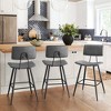 Arceso 24.5" Counter Height Bar Stools Set of 2, Black Faux Leather Upholstered Barstools with Back Footrest and Metal Legs, Armless Bar Chairs - 2 of 4