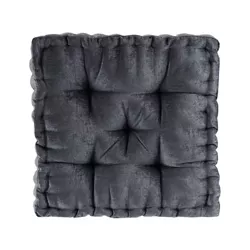 20"x20" Oversize Diah Poly Chenille Square Floor Pillow Charcoal - Intelligent Design