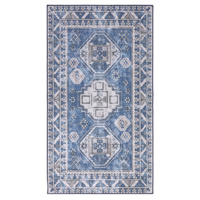 Washable Vintage Printed Rug Non Slip Low Pile Rug Soft Throw Floor Cover Foldable Indoor Carpet for Living Room Bedroom Playroom