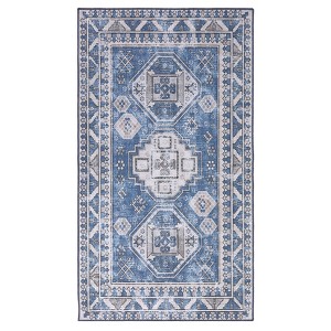 Washable Vintage Printed Rug Non Slip Low Pile Rug Soft Throw Floor Cover Foldable Indoor Carpet for Living Room Bedroom Playroom - 1 of 4