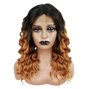 Unique Bargains Women Long Body Wave Lace Front Wigs with Wig Cap 20" 1PC - 1 of 4