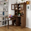 Vynxaria Computer Desk with Rotating Desktop, Glass Door Cabinets & Storage, Home Office Study Workstation - 3 of 4
