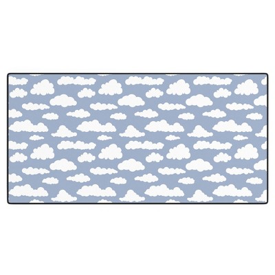 retrografika Sunny Summer Sky White Cartoon Desk Mat - Deny Designs