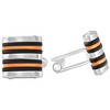 Pompeii3 Men's Polished Stainless Steel Brushed Black And Orange 16mm Cufflink - 2 of 3