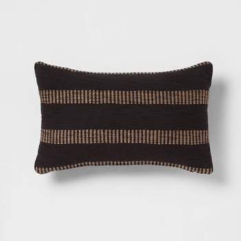Woven Linework Lumbar Throw Pillow Black - Threshold™