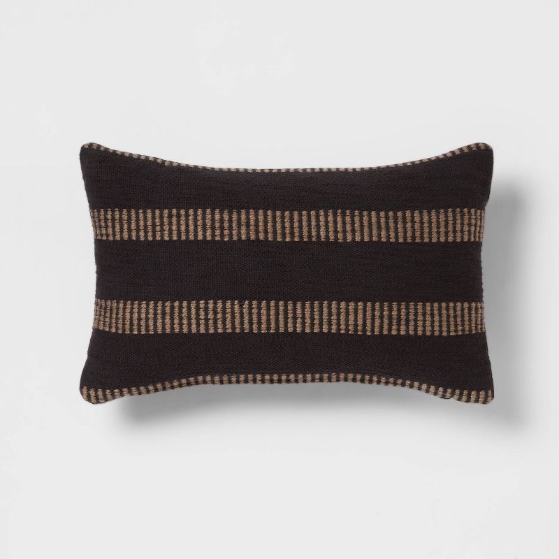 Woven Linework Lumbar Throw Pillow Black - Threshold&#8482;, 1 of 5