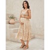 Coolmee Womens Maternity Dress Summer Sleeveless Smocked Square Neck Ruffle Casual Boho Midi Dress Baby Shower Photoshoot - 2 of 4