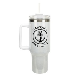 Elanze Designs Captain Awesome Nautical Anchor 40 oz. Stainless Steel, Large Water Bottle Coffee Mug, Spill & Leak Resistant, Thermal Travel Tumbler - 1 of 1
