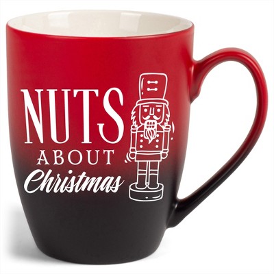 Elanze Designs Nuts About Christmas Two Toned Ombre Matte Red and Black 12 ounce Ceramic Stoneware Coffee Cup Mug